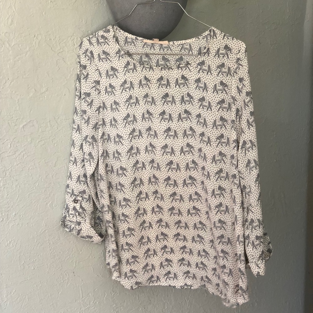 41 Hawthorne sheer blouse with elephants